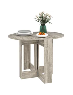 HOMCOM Space-saving Drop Leaf Table, Folding Dining Table for Small Space, Kitchen, Dining Room, Grey