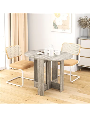 HOMCOM Space-saving Drop Leaf Table, Folding Dining Table for Small Space, Kitchen, Dining Room, Grey