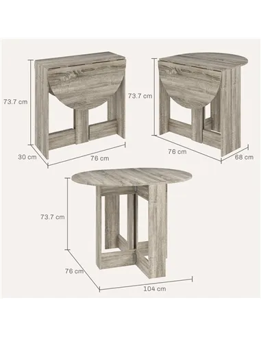 HOMCOM Space-saving Drop Leaf Table, Folding Dining Table for Small Space, Kitchen, Dining Room, Grey