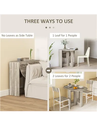 HOMCOM Space-saving Drop Leaf Table, Folding Dining Table for Small Space, Kitchen, Dining Room, Grey