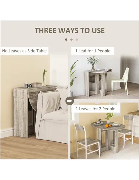 HOMCOM Space-saving Drop Leaf Table, Folding Dining Table for Small Space, Kitchen, Dining Room, Grey