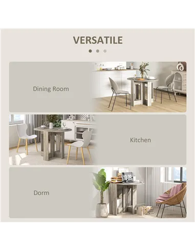 HOMCOM Space-saving Drop Leaf Table, Folding Dining Table for Small Space, Kitchen, Dining Room, Grey
