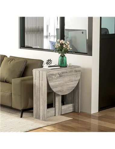 HOMCOM Space-saving Drop Leaf Table, Folding Dining Table for Small Space, Kitchen, Dining Room, Grey