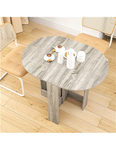 HOMCOM Space-saving Drop Leaf Table, Folding Dining Table for Small Space, Kitchen, Dining Room, Grey