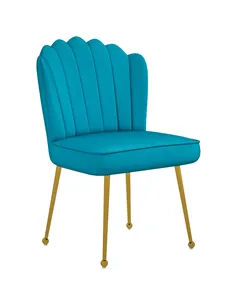 HOMCOM Velvet-Feel Shell Accent Chair - Blue
