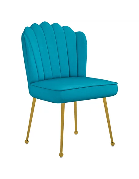 HOMCOM Velvet-Feel Shell Accent Chair - Blue