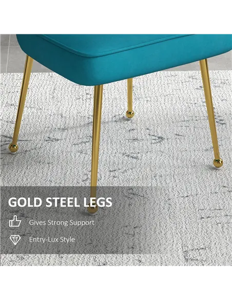 HOMCOM Velvet-Feel Shell Accent Chair - Blue