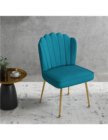 HOMCOM Velvet-Feel Shell Accent Chair - Blue