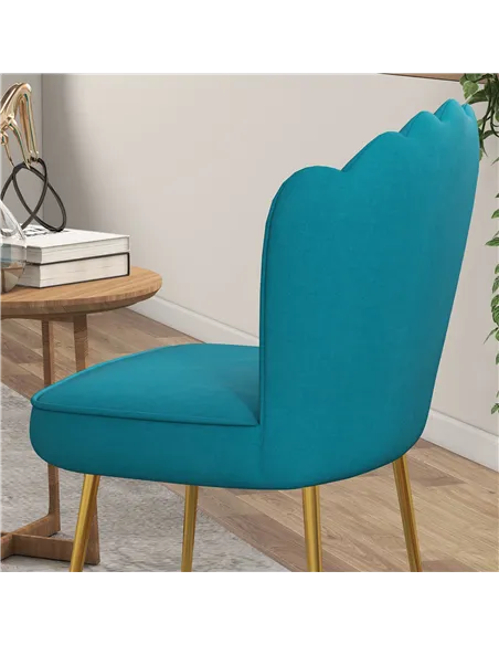 HOMCOM Velvet-Feel Shell Accent Chair - Blue