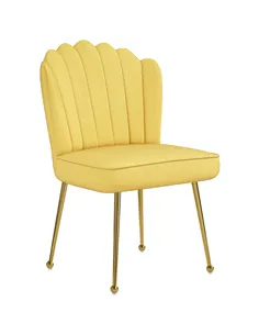 HOMCOM Velvet-Feel Shell Accent Chair - Yellow