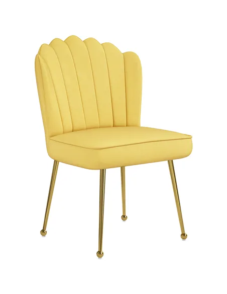 HOMCOM Velvet-Feel Shell Accent Chair - Yellow