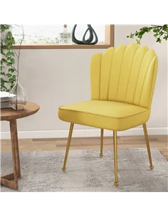 HOMCOM Velvet-Feel Shell Accent Chair - Yellow 2