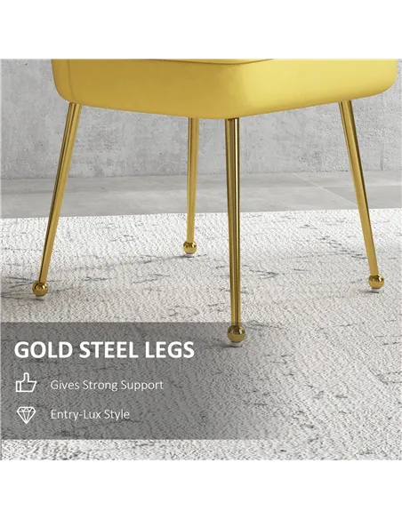 HOMCOM Velvet-Feel Shell Accent Chair - Yellow