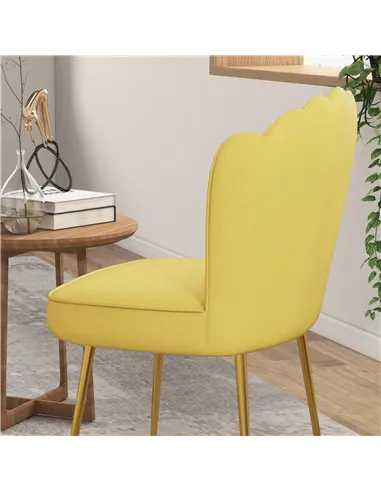 HOMCOM Velvet-Feel Shell Accent Chair - Yellow