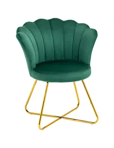 HOMCOM Velvet-Feel Lotus Petal Accent Chair - Green