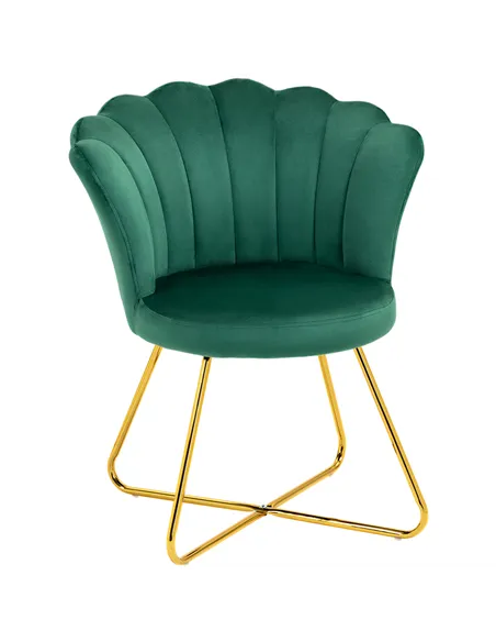 HOMCOM Velvet-Feel Lotus Petal Accent Chair - Green