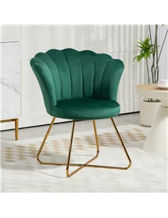 HOMCOM Velvet-Feel Lotus Petal Accent Chair - Green 2