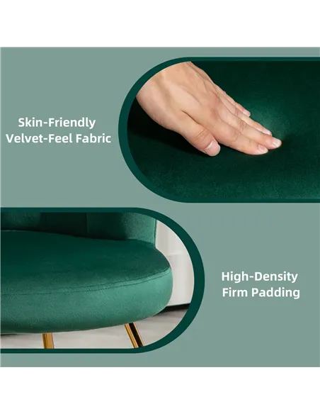 HOMCOM Velvet-Feel Lotus Petal Accent Chair - Green