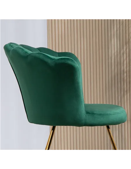 HOMCOM Velvet-Feel Lotus Petal Accent Chair - Green