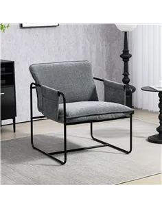 HOMCOM Minimal Padded Accent Chair, with Pockets - Grey 2