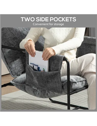 HOMCOM Minimal Padded Accent Chair, with Pockets - Grey