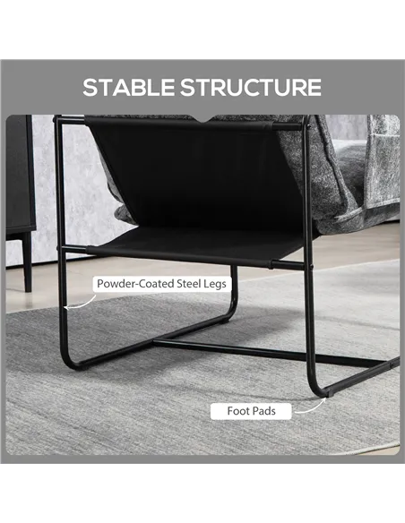 HOMCOM Minimal Padded Accent Chair, with Pockets - Grey