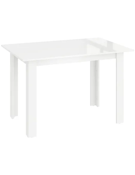 HOMCOM Extending Six-Person High Gloss Dining Table - White