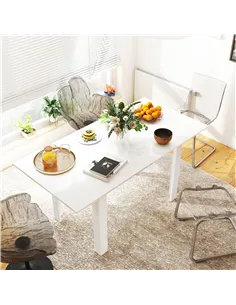 HOMCOM Extending Six-Person High Gloss Dining Table - White 2