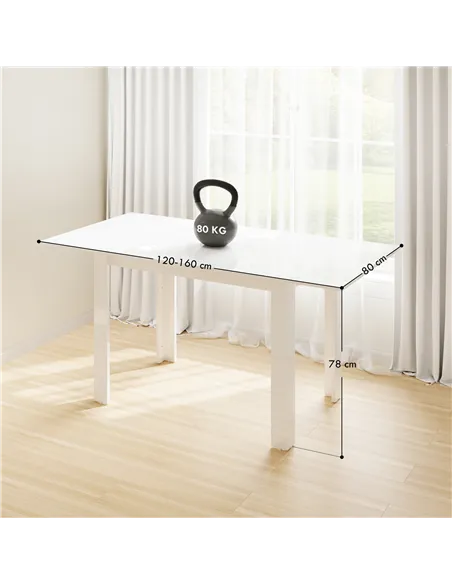 HOMCOM Extending Six-Person High Gloss Dining Table - White