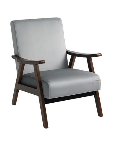 HOMCOM Nordic Accent Chair, Upholstered Velvet Armchair with Solid Wood Frame and Soft Thick Padded for Living Room, Bedroom, Gr