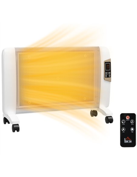 HOMCOM Mica Electric Space Heater, Portable Heater for Home with 2 Heat Settings, Living Room, Study, Garage, Adjustable Tempera
