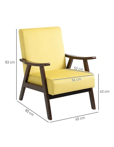 HOMCOM Nordic Accent Chair, Upholstered Velvet Armchair with Solid Wood Frame and Soft Thick Padded for Living Room, Bedroom, Ch