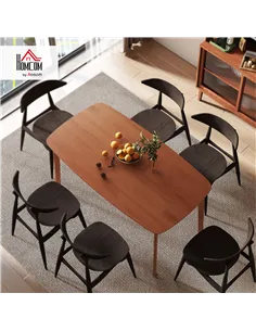 HOMCOM Pine Wood Rectangular Dining Table - Light Brown 2
