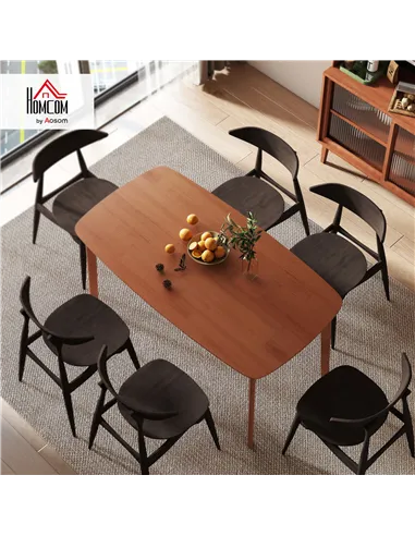 HOMCOM Pine Wood Rectangular Dining Table - Light Brown