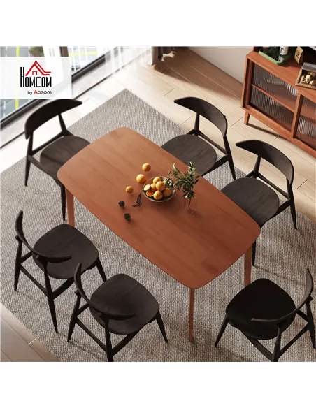HOMCOM Pine Wood Rectangular Dining Table - Light Brown