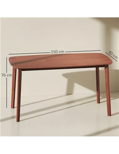 HOMCOM Pine Wood Rectangular Dining Table - Light Brown