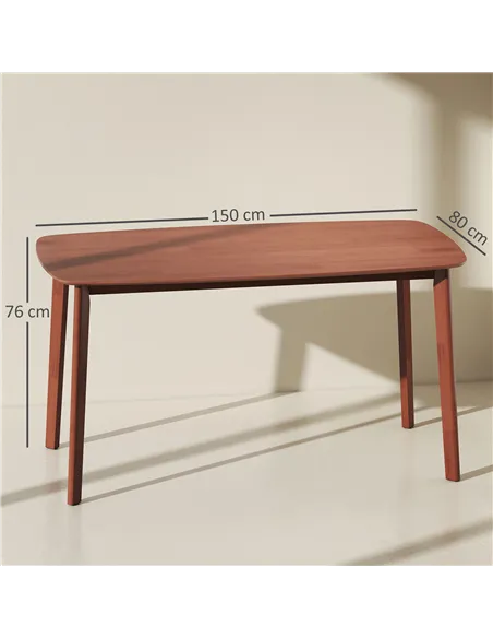 HOMCOM Pine Wood Rectangular Dining Table - Light Brown