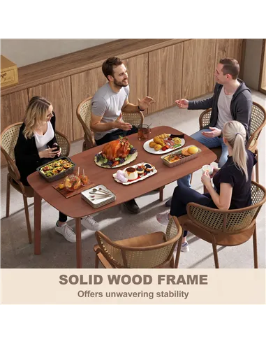HOMCOM Pine Wood Rectangular Dining Table - Light Brown
