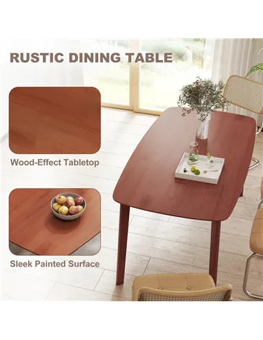 HOMCOM Pine Wood Rectangular Dining Table - Light Brown