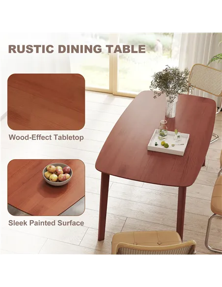 HOMCOM Pine Wood Rectangular Dining Table - Light Brown