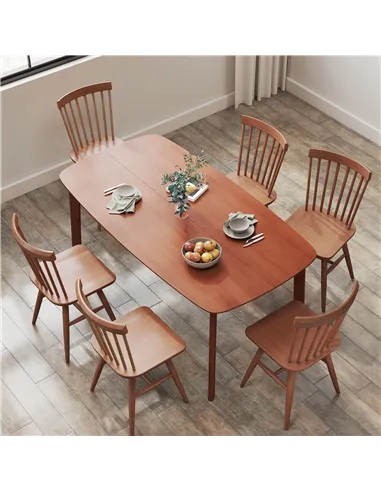 HOMCOM Pine Wood Rectangular Dining Table - Light Brown