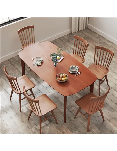HOMCOM Pine Wood Rectangular Dining Table - Light Brown
