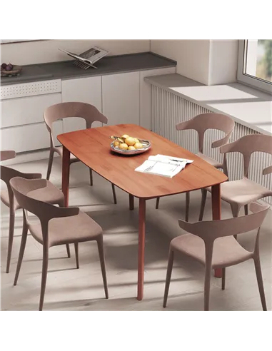 HOMCOM Pine Wood Rectangular Dining Table - Light Brown