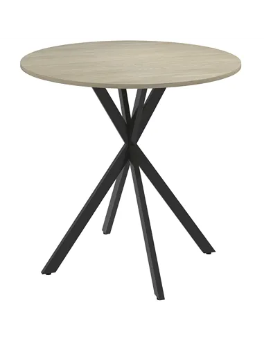 HOMCOM 80cm Industrial Round Dining Table - White Oak