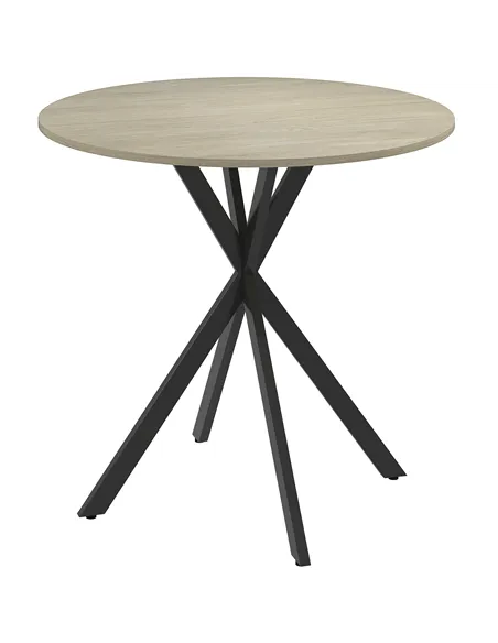 HOMCOM 80cm Industrial Round Dining Table - White Oak