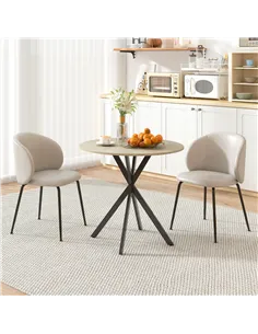 HOMCOM 80cm Industrial Round Dining Table - White Oak 2