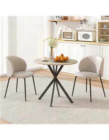 HOMCOM 80cm Industrial Round Dining Table - White Oak