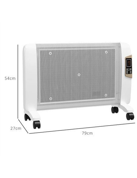 HOMCOM Mica Electric Space Heater, Portable Heater for Home with 2 Heat Settings, Living Room, Study, Garage, Adjustable Tempera