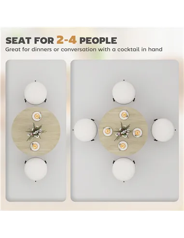 HOMCOM 80cm Industrial Round Dining Table - White Oak