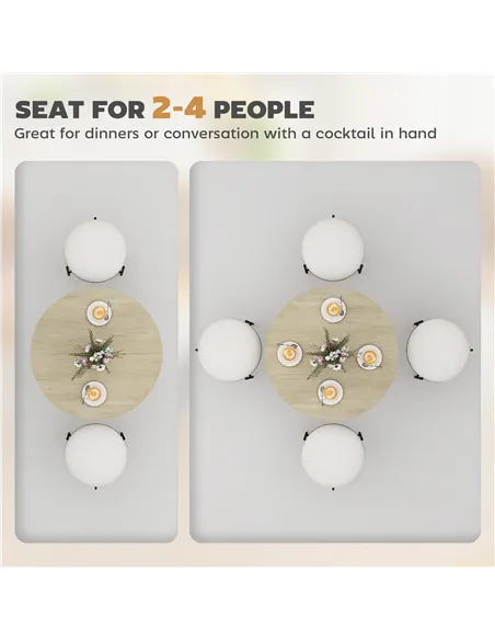 HOMCOM 80cm Industrial Round Dining Table - White Oak